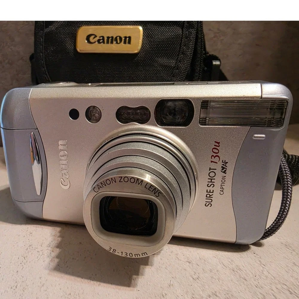 Canon Sure Shot 130u Caption AiAF 35mm Film Camera Silver with Case TESTED
